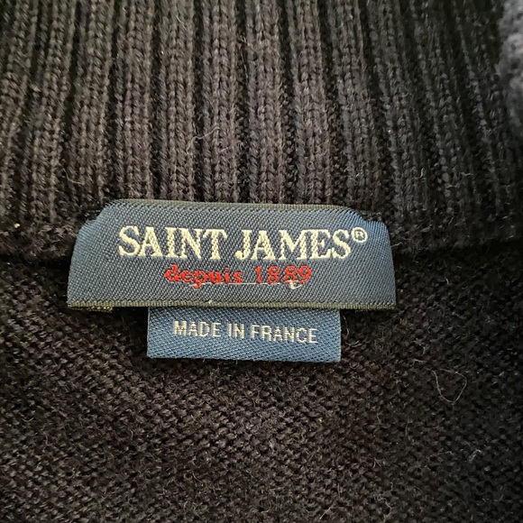 Saint James Dark Blue Zip-Up Cardigan Sweater for Men Size M - Picture 3 of 17